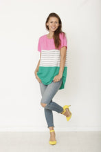 Load image into Gallery viewer, Three color block tunic top