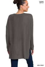Load image into Gallery viewer, Brushed Thermal Waffle Round Neck Sweater