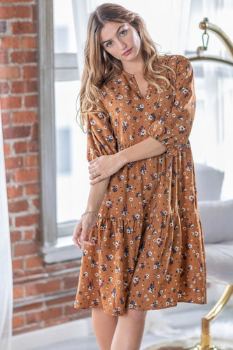 Floral Notch Neck Midi Dress