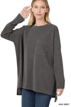 Load image into Gallery viewer, Melange Jacquard Round Neck Hi-Low Hem Top