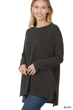 Load image into Gallery viewer, Melange Jacquard Round Neck Hi-Low Hem Top