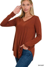 Load image into Gallery viewer, Long Sleeve V-Neck Round Hem Top