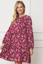 Load image into Gallery viewer, Floral Crew Neck Midi Dress