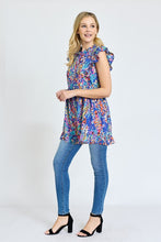 Load image into Gallery viewer, Ruffle floral leaf woven tunic top