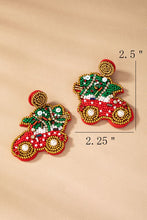 Load image into Gallery viewer, Christmas tree seed bead earrings