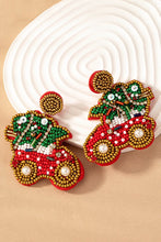 Load image into Gallery viewer, Christmas tree seed bead earrings