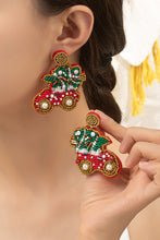 Load image into Gallery viewer, Christmas tree seed bead earrings