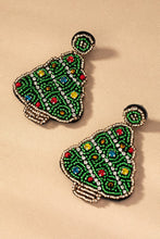 Load image into Gallery viewer, seed bead Christmas tree drop earings