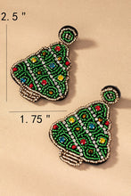 Load image into Gallery viewer, seed bead Christmas tree drop earings