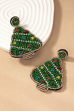 Load image into Gallery viewer, seed bead Christmas tree drop earings