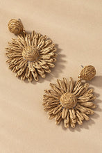Load image into Gallery viewer, Raffia straw flower drop earrings