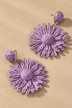 Load image into Gallery viewer, Raffia straw flower drop earrings