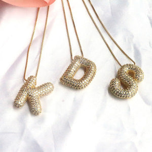 Jewel Bubble Initial Necklace Gold Silver Plating