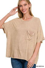 Load image into Gallery viewer, Washed Ribbed Cuffed Short Sleeve Round Neck Top