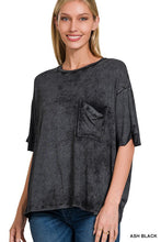 Load image into Gallery viewer, Washed Ribbed Cuffed Short Sleeve Round Neck Top