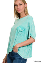 Load image into Gallery viewer, Washed Ribbed Cuffed Short Sleeve Round Neck Top