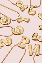 Load image into Gallery viewer, Bubbly Gold Letter Initial Alphabet Necklace