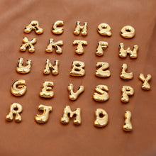 Load image into Gallery viewer, Bubbly Gold Letter Initial Alphabet Necklace