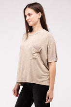 Load image into Gallery viewer, Washed Ribbed Cuffed Short Sleeve Round Neck Top