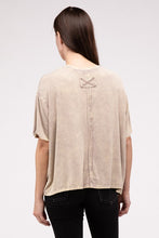 Load image into Gallery viewer, Washed Ribbed Cuffed Short Sleeve Round Neck Top