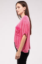 Load image into Gallery viewer, Washed Ribbed Cuffed Short Sleeve Round Neck Top