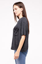 Load image into Gallery viewer, Washed Ribbed Cuffed Short Sleeve Round Neck Top