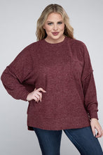 Load image into Gallery viewer, Plus Brushed Melange Drop Shoulder Sweater