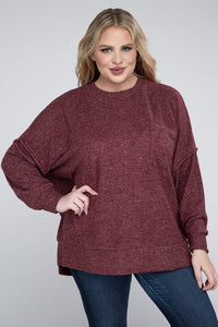 Plus Brushed Melange Drop Shoulder Sweater