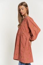 Load image into Gallery viewer, Corduroy Fabric Quilted Bib Henleystyle Mini Dress