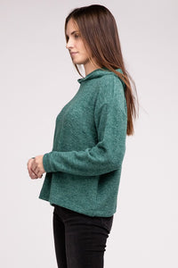 Hooded Brushed Melange Hacci Sweater