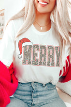 Load image into Gallery viewer, LEOPARD MERRY SANTA HAT Graphic Tee