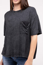 Load image into Gallery viewer, Washed Ribbed Cuffed Short Sleeve Round Neck Top