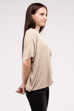 Load image into Gallery viewer, Washed Ribbed Cuffed Short Sleeve Round Neck Top