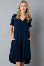 Load image into Gallery viewer, Solid V Neck Midi Dress with pockets