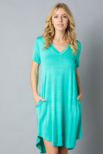 Load image into Gallery viewer, Solid V Neck Midi Dress with pockets